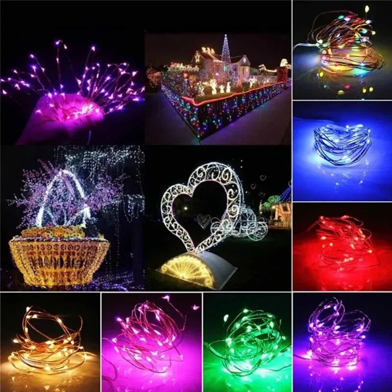 USB LED 문자열 조명 구리 실버 와이어 갈 랜드 빛 방수 LED 요정 조명 크리스마스 결혼식 야외 장식