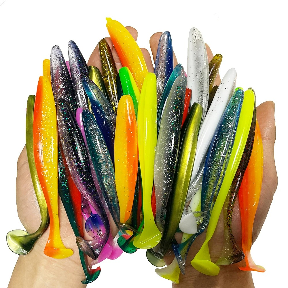 ซิลิโคนเหยื่อ 1-100pcs 70mm 90mm 120mm T TAIL SHAD หนอนเหยื่ออ่อนเหยื่อประดิษฐ์ Swimbait เหยื่อ Wobbler เหยื่ออ่อนตกปลา Spo