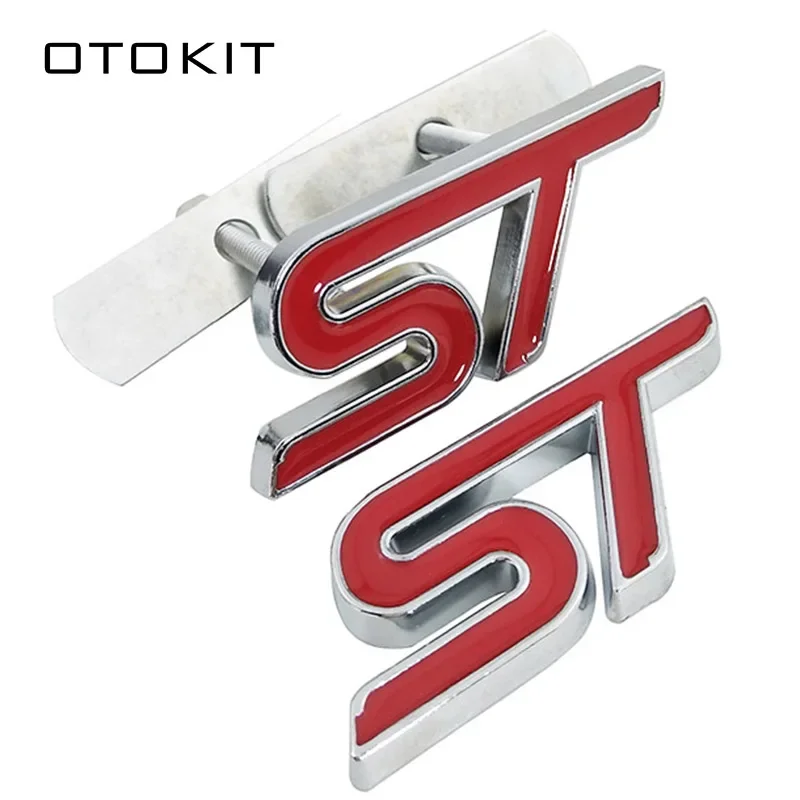 Pegatina de rejilla delantera ST de Metal, rojo y azul, emblema de parrilla para cabeza de coche, pegatina cromada para FORD FIESTA FOCUS MONDEO, estilo de coche