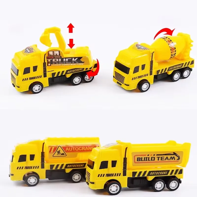 1 pc carros educativos crianças criança puxar para trás brinquedo guerreiro engenharia veículo modelo quatro mini carros