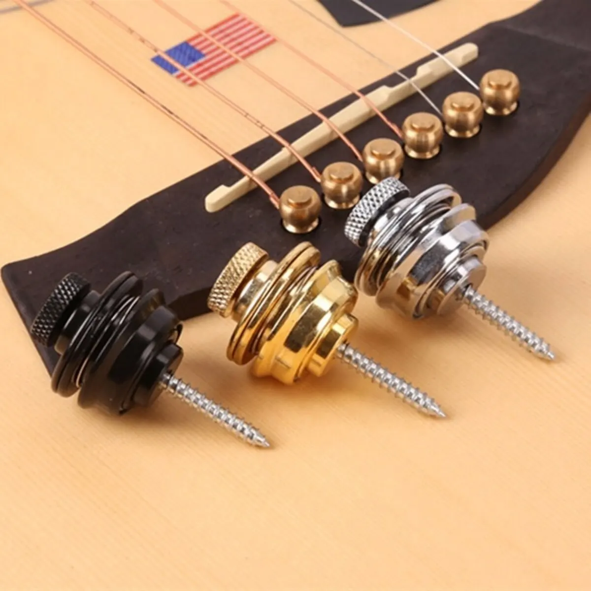 Miwayer Blocco tracolla per chitarra 1 pezzo Straplock di sicurezza con pulsante in metallo resistente per chitarra acustica elettrica basso Ukulele