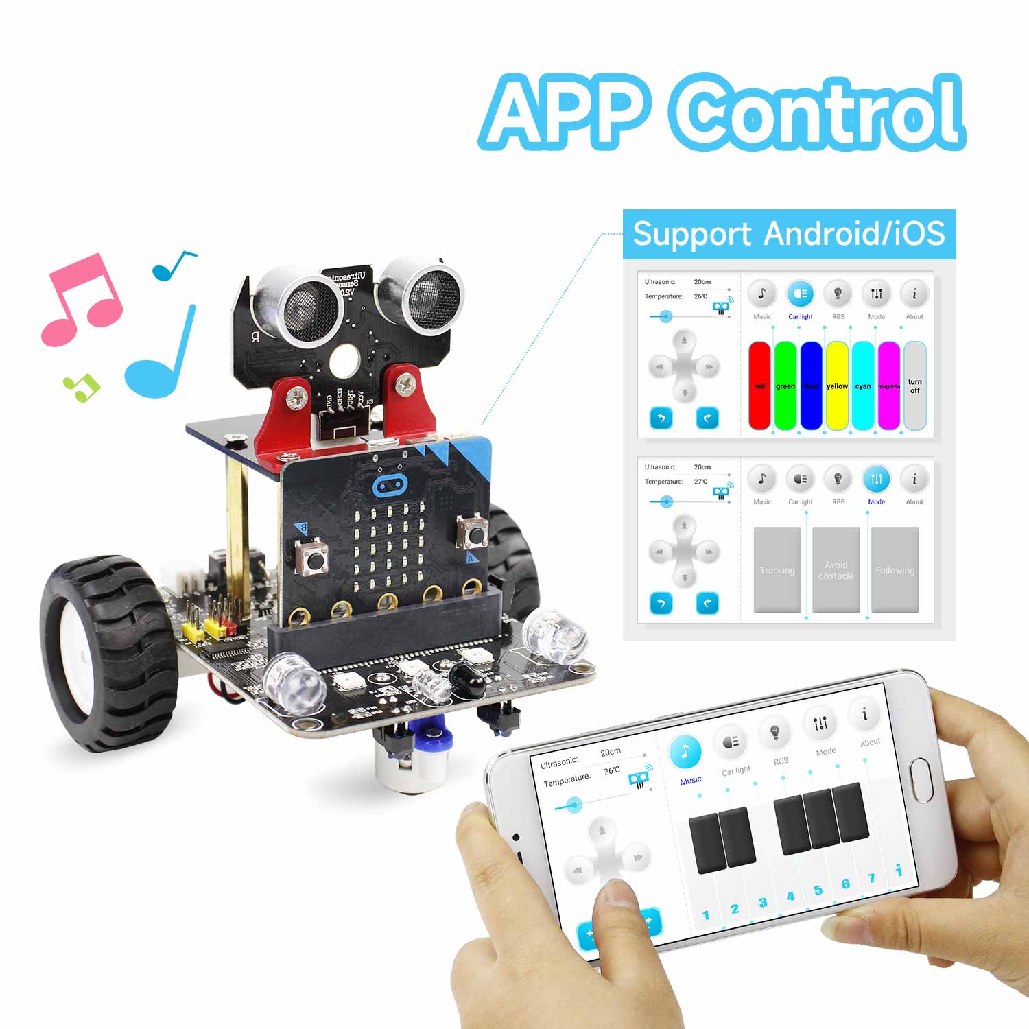 Yahboom robô programável carro inteligente para crianças presente educação diy aprendizagem kit de codificação app controle ir compatível com microbit v2