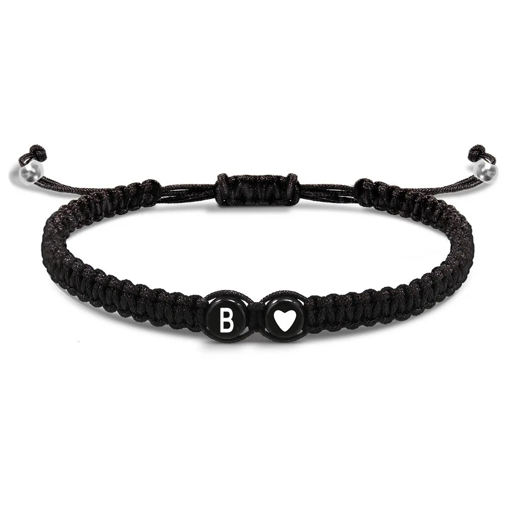 Braccialetti con cuore iniziale da 26 lettere Braccialetti intrecciati con nome AZ regolabile fatti a mano per regali di gioielli di amicizia per donna uomo