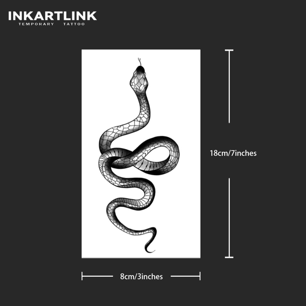 Etiqueta engomada del tatuaje temporal del serpiente, tatuaje mágico impermeable, dura hasta 15 días tatuaje falso, tatuaje semipermanente