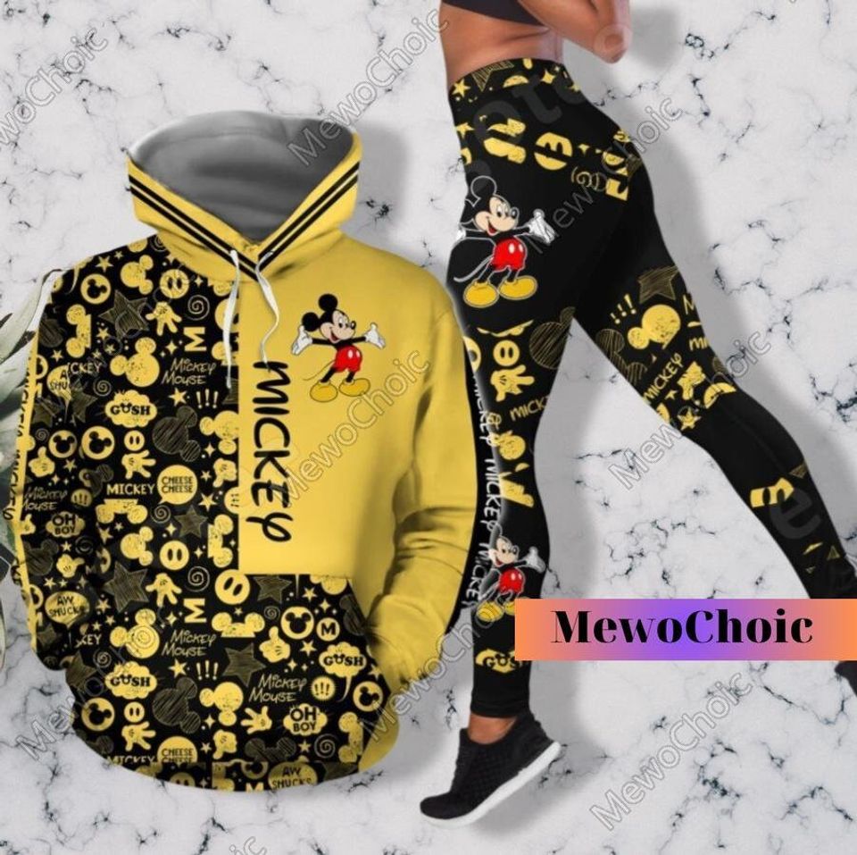 2024 disney mickey mouse 3d moletom com capuz feminino calças de yoga conjunto disney mickey yoga moletom com capuz moda esportes terno