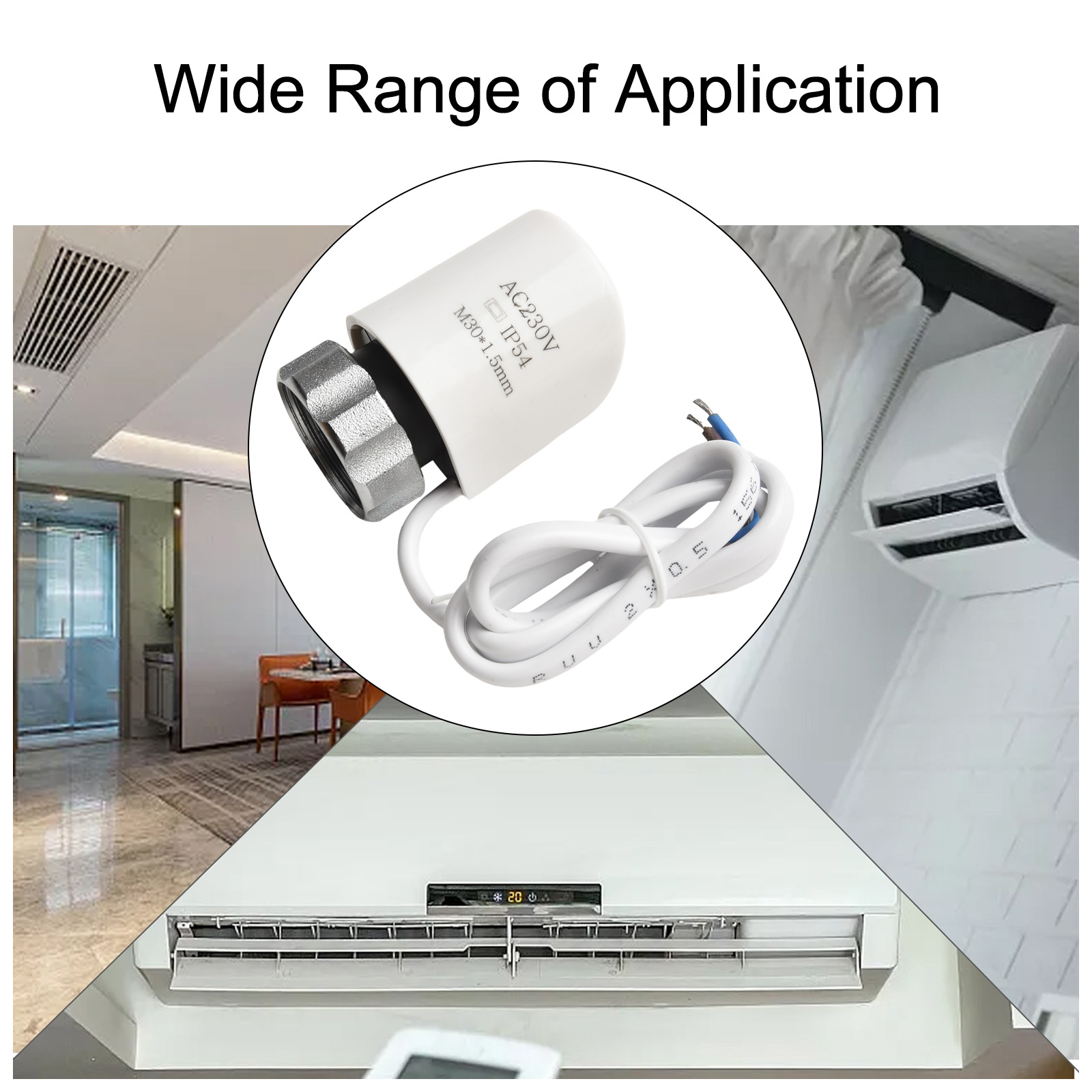 230V Electric Thermal Actuator Radiator For Manifold Underfloor Heating Normally Open Valve M30*1.5MM Floor Heating Actuator