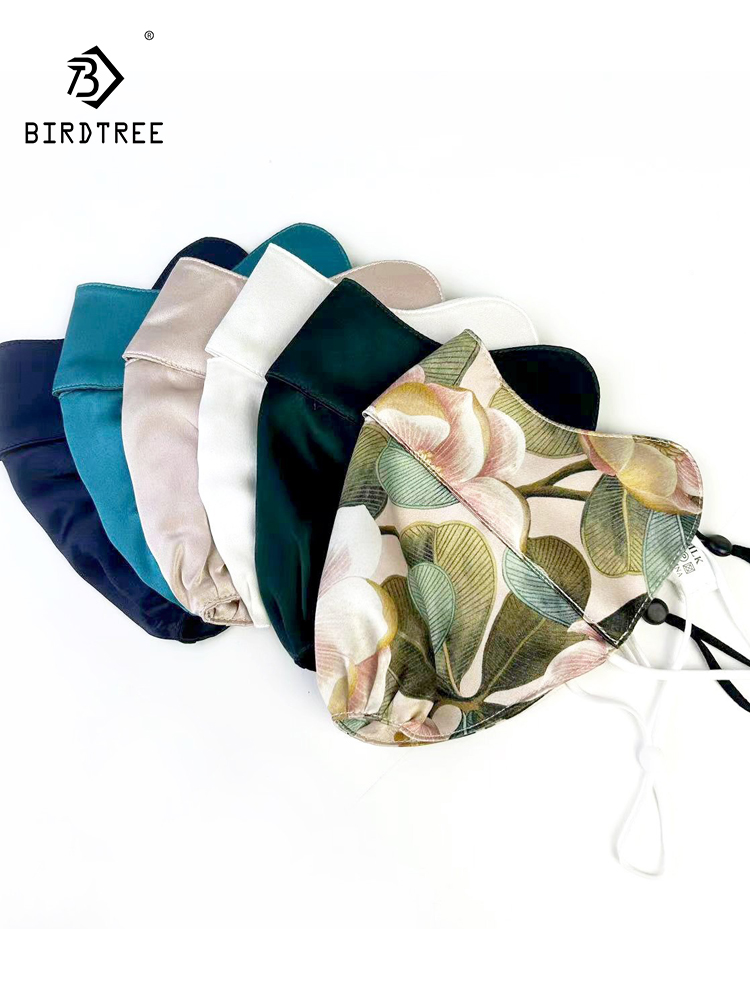 Birdtree, 100% echte Seiden masken, Unisex-Sonnenschutz-UV-Schutz, atmungsaktive Augenschutz-Ecken maske, Sommer Herbst a48569qc