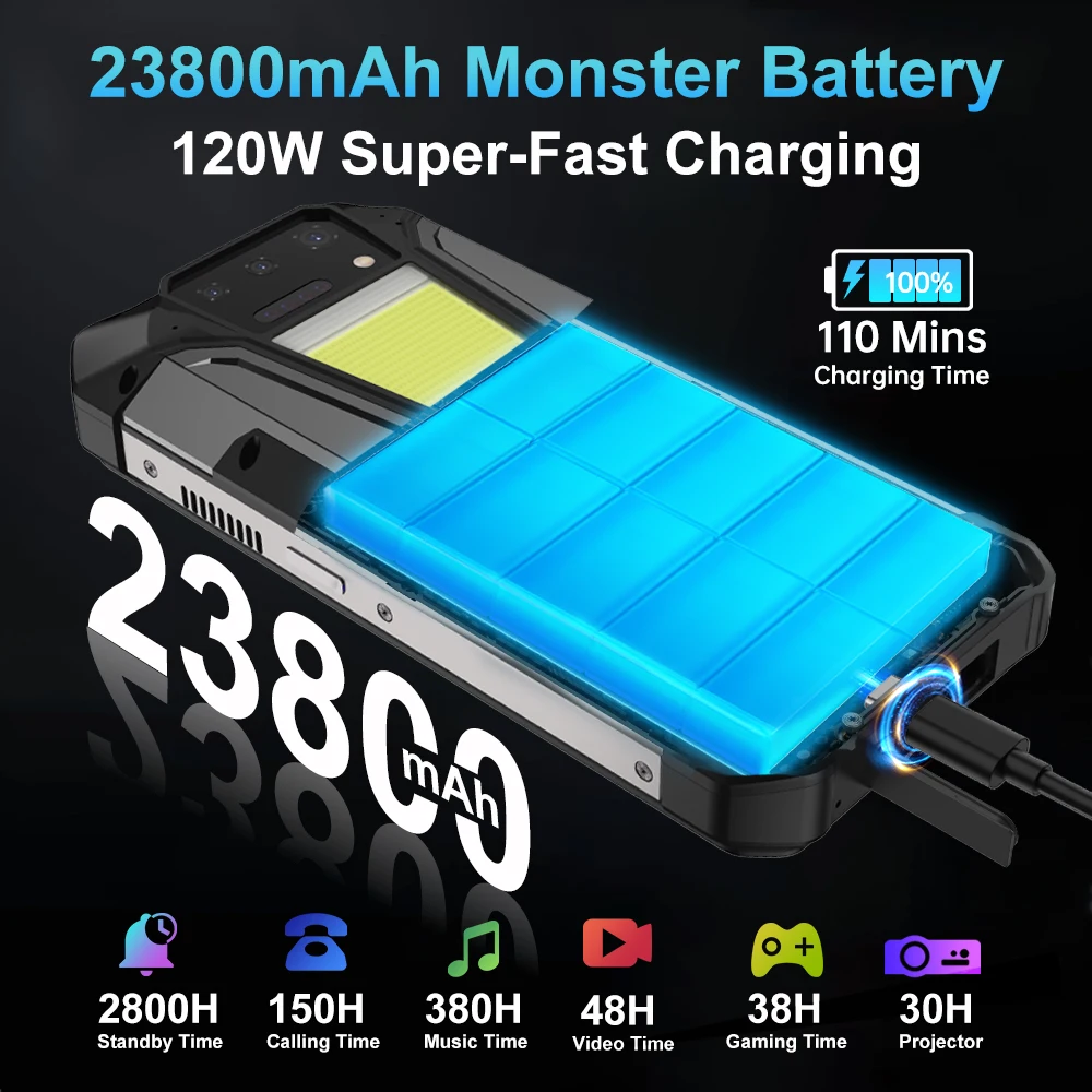 8849 Tank 2 PRO Smartphone robusto com projetor 6,79 "42.4K Display 24GB 512GB Celular 23800mAh 120W Android 14 Phone