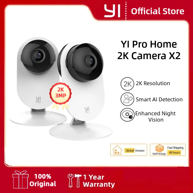 YI-cámara de vigilancia 2K 3MP con wifi, sistema de protección de seguridad IP con visión nocturna para oficina, bebés, niñera, Monitor de mascotas CCTV, paquete de 2 o 4