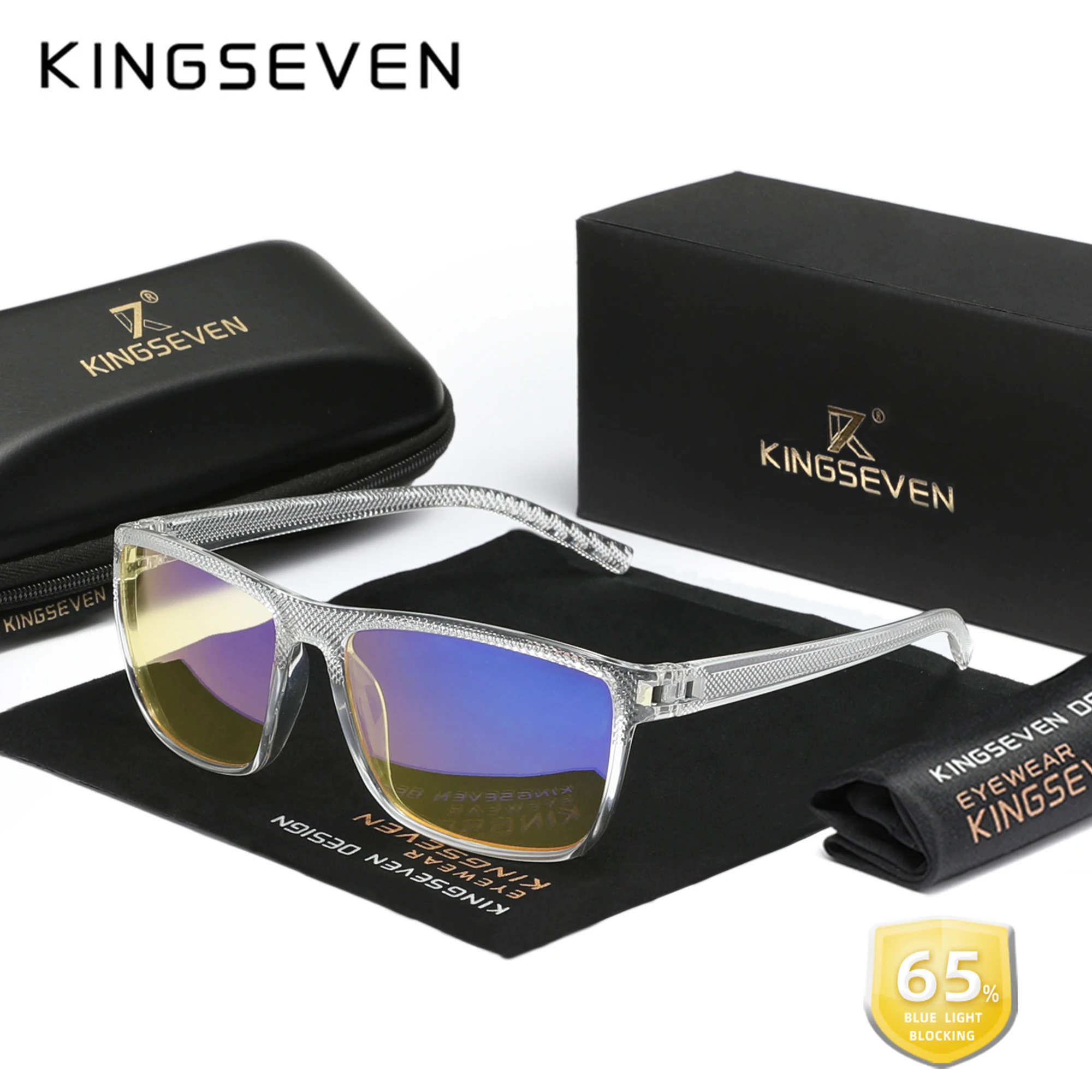 KINGSEVEN 99% 블루레이 차단 안경, 투명 렌즈 안경, 블루 라이트 차단, 컴퓨터 장식 안경, 남녀공용, 신제품