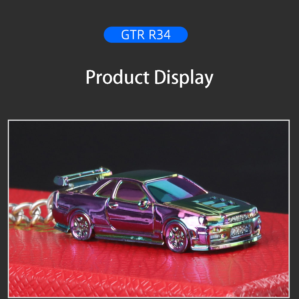 1:64 gtr r34 audi rs7 galvaniza liga brinquedos modelo carro chaveiro diecasts metal requintado pintura spray pingente ornamento presentes