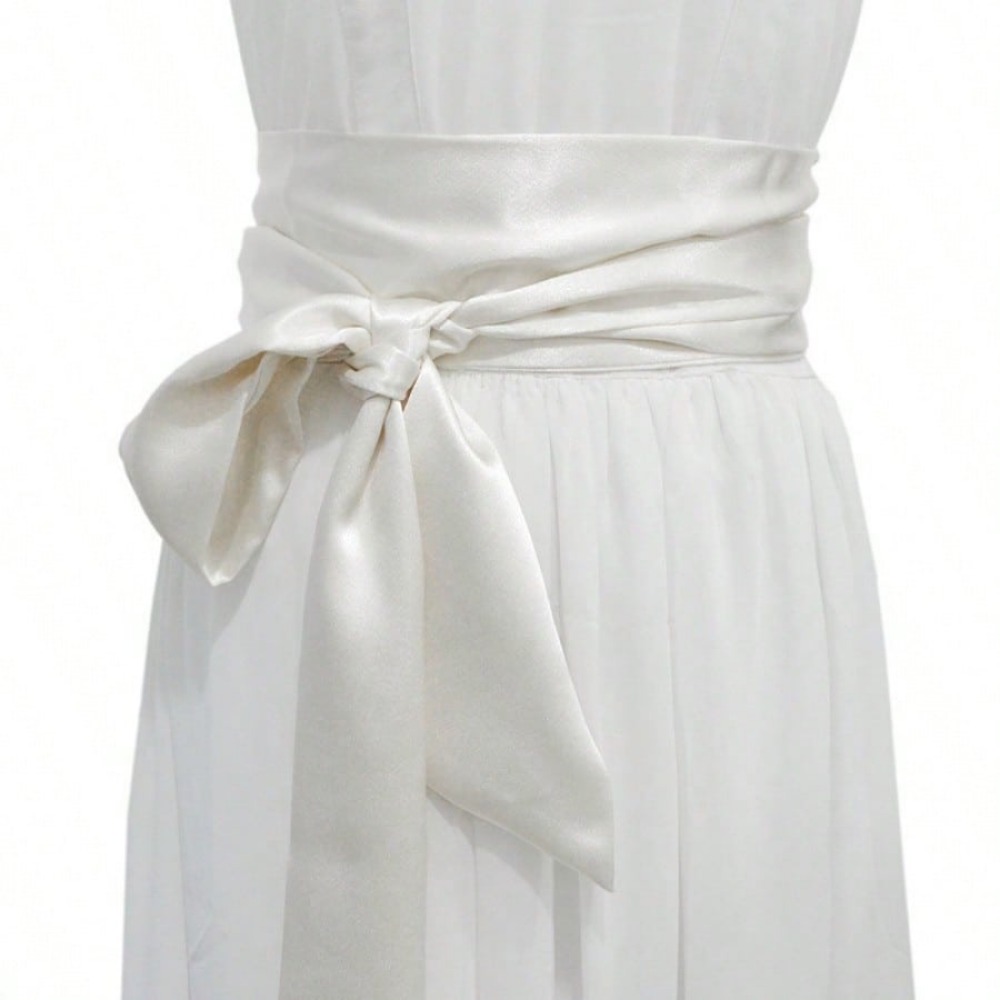 10cm de largura elegante moda feminina fita de seda cinto com decoração bowknot 250cm de comprimento