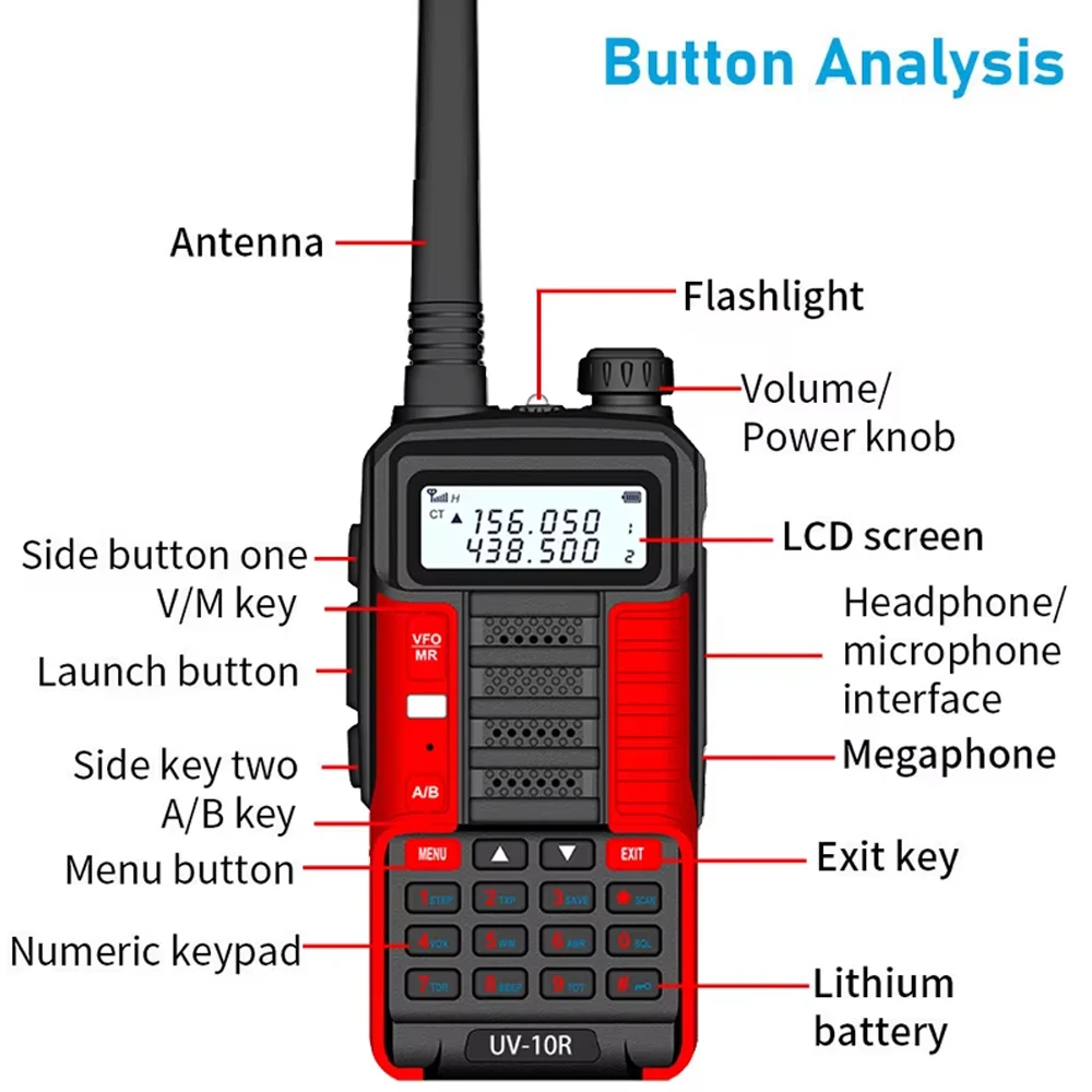 1PC Baofeng Uv 10r Professionele Walkie Talkies High Power Dual Band 2 Way Cb Ham Radio Hf Transceiver Vhf Uhf Bf UV-10R Nie