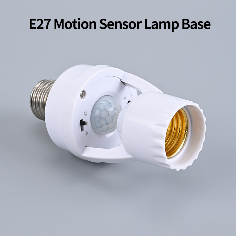 Base de lâmpada led e27 e26 com sensor de movimento pir indução humana AC85-265V suporte de lâmpada soquete adaptador conversor ajustável