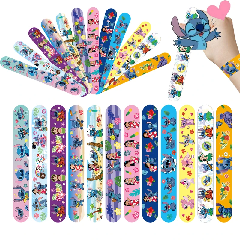 12PCS Lilo&Stitch Toys Stitch Wristbands A Aariety Of Anime Doll Characters Children pat circle  Educational Birthday Gifts