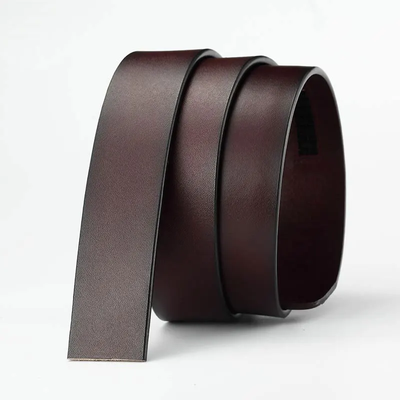 100% cinturón de cuero genuino de vaca auténtica sin hebilla para hebilla automática cuerpo de cinturón Vintage 3,50 cm de ancho piel de vaca negra y marrón
