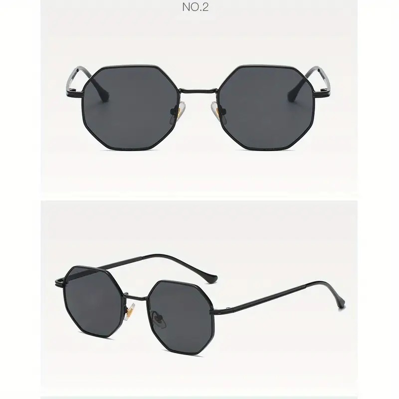 1 pieza de gafas de moda para mujeres y hombres, gafas octogonales con marco de metal poligonal retro para viajes de fiesta en la playa