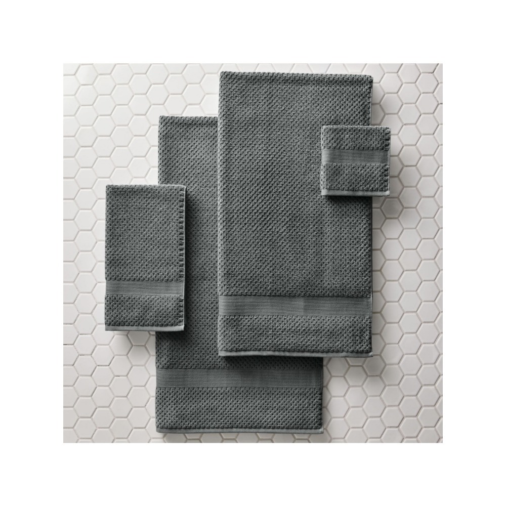 Signature Soft Popcorn Texture Hand Towel, Grey Flannel