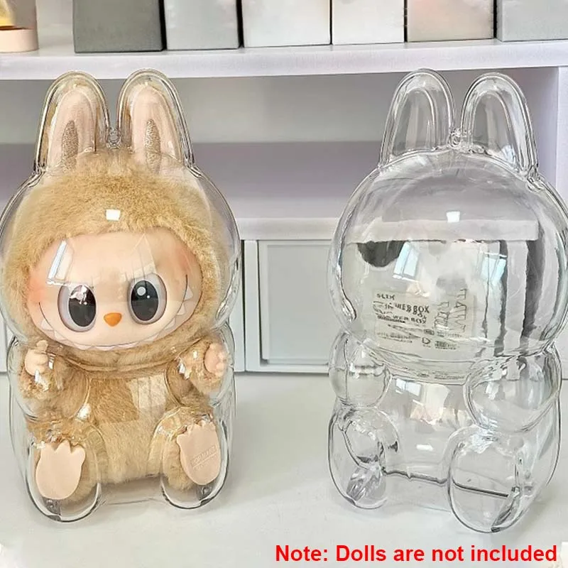 1pc 스토리지 박스 봉제 인형 디스플레이 가방에 대 한 보호 케이스 Labubu 앉아 서 인형 없음 탁상 장식 선물