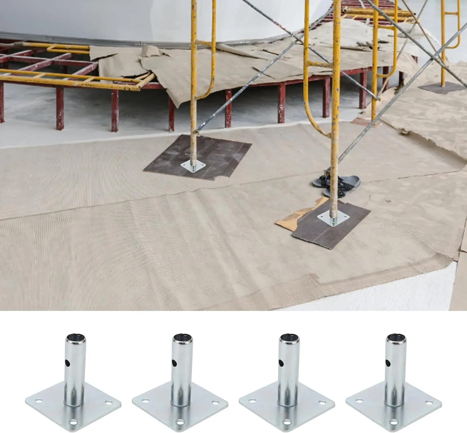 Galvanized Scaffold Base with Pin, Square Scaffold Base Plates, Scaffolding Parts for Construction