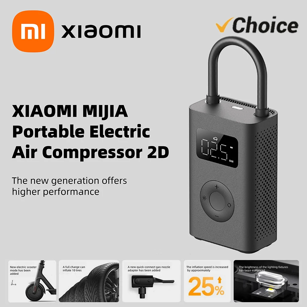 Nuevo compresor de aire inflable Xiaomi Mijia Treasure 2D 2000mAh bomba de aire infladora portátil 2D para bicicleta coche motocicleta bola-CN