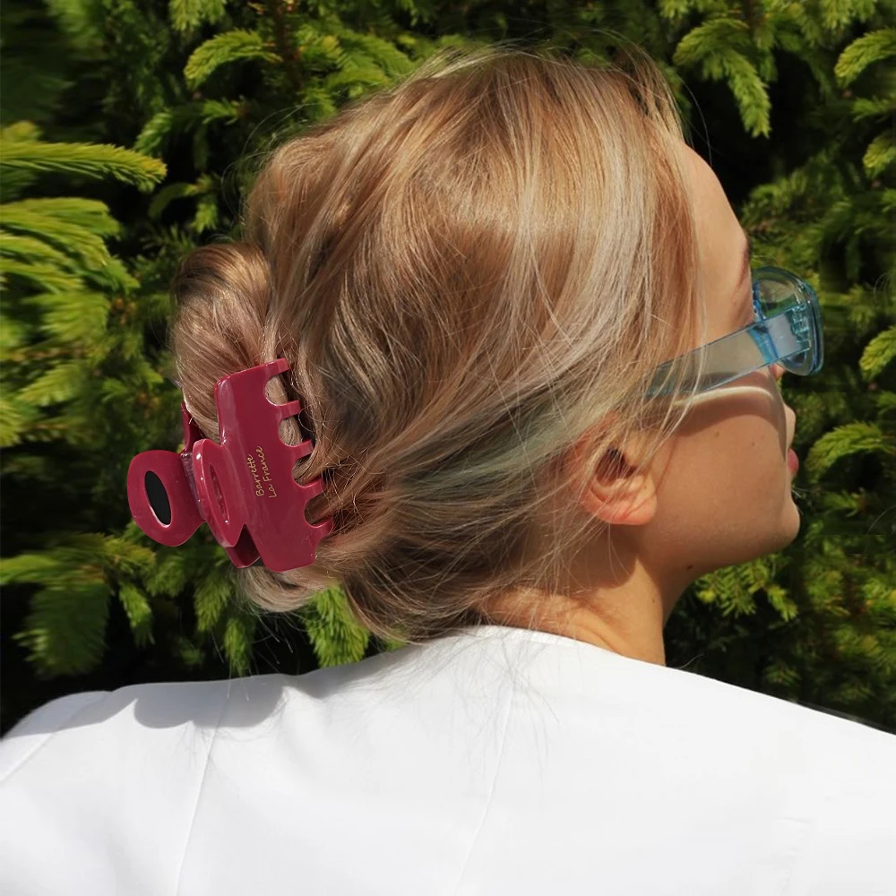 Granchi per capelli in acetato rosso Fermagli per capelli lunghi 5,5 cm per ragazze e donne Accessori per capelli allacciati alla moda coreana