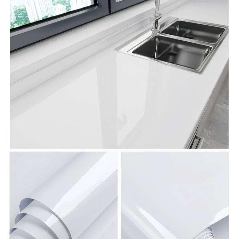 สีขาว Self-กาววอลล์เปเปอร์ติดผนัง Self Adhesive Autohesion วอลเปเปอร์ตกแต่งบ้านทนต่ออุณหภูมิสูงสติกเกอร์กันน้ํา