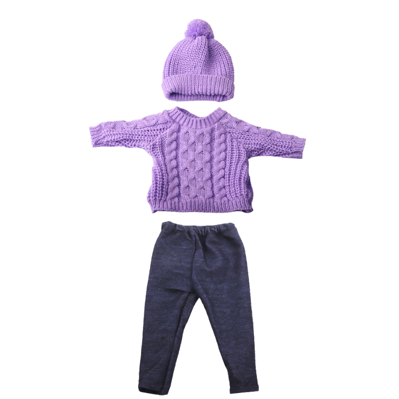 Комплект одежды для кукол 18 дюймов, американские куклы, свитер + шапка + штаны, костюм, наряд для новорожденных 43 см, кукла Rosia Girl