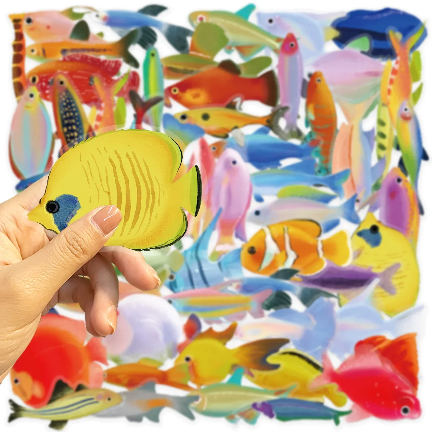 50 pçs dos desenhos animados criaturas marinhas peixes adesivos caixa de pesca mala portátil guitarra skate bicicleta diy decorativo pet adesivos ﻿