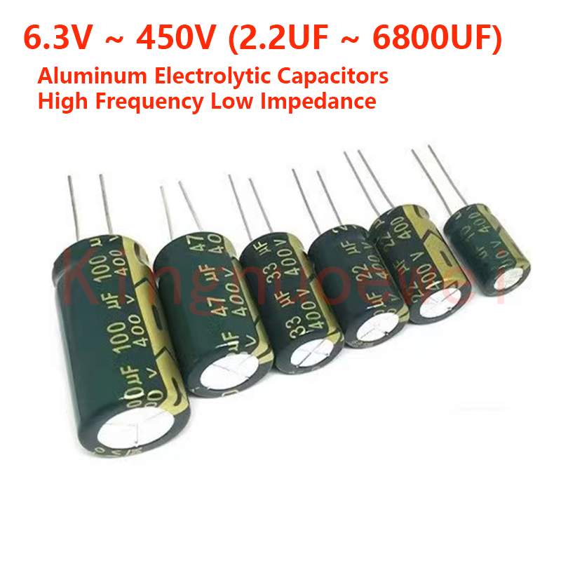 Condensatore in alluminio ad alta frequenza e bassa ESR da 6,3 V 16 V 25 V 35 V 50 V 100 V 200 V 400 V 450 V 6.3 10 22 47 100 220 330 470 680 820 1000 uf