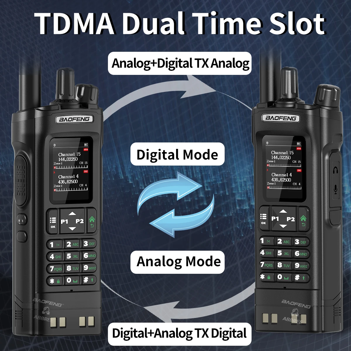 BAOFENG DM32 DMR Digital Walkie Talkie GPS Multi Band Wireless Copy Frequency Type-C 2M 70CM FOR DM-32 UV-32 Ham Two Way Radio