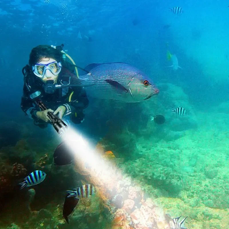 Potente linterna de buceo LED Super 8000LM 3/5LED antorcha subacuática profesional IP8 lámpara de clasificación impermeable usando batería 18650