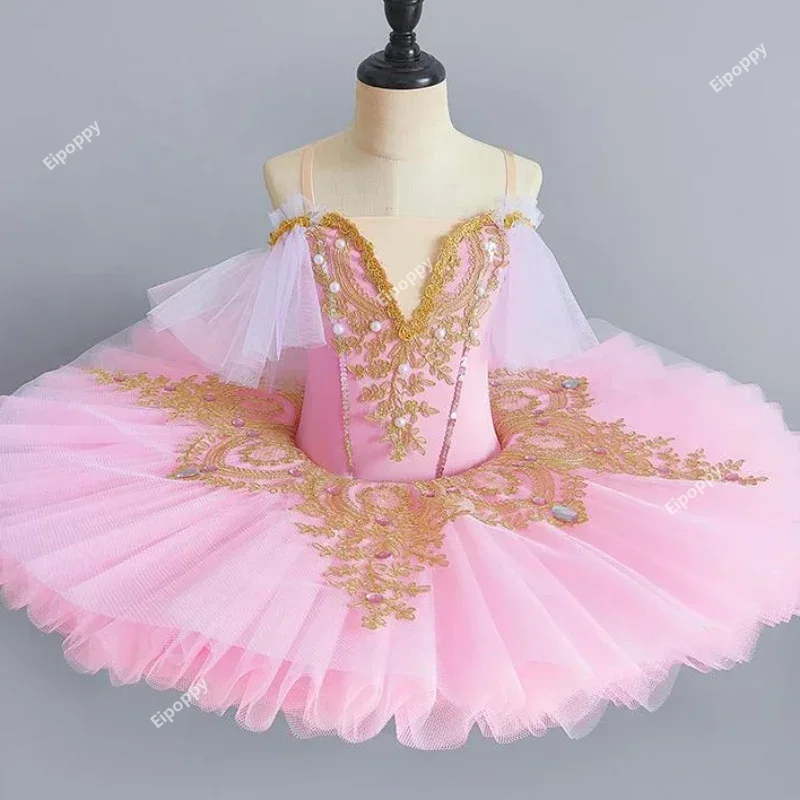 Robe de Ballet professionnelle pour filles, bleu rose, crêpes, princesse, Costume de danse de Ballet