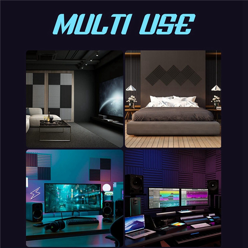 12Pack Sound Proof Foam Panels With Self Adhesive,1X12x12in Acoustic Soundproof Wall Panels For Gaming & Studio
