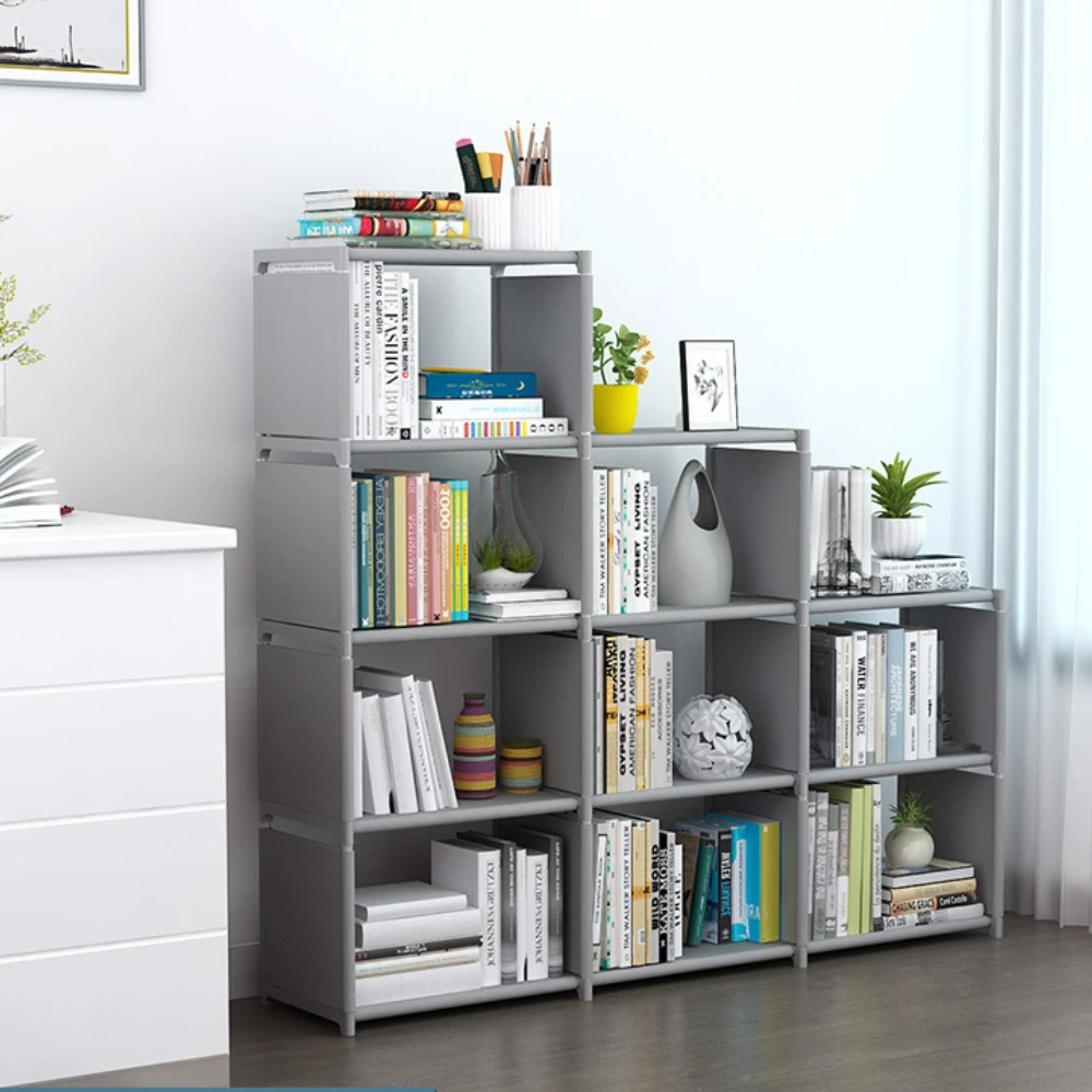 ชั้นวางหนังสือชั้นเก็บ Simple ชั้นวางหนังสือเศษซากชั้นวาง Multi-Layer Book Closet Organizer ห้องนอน Easy ASSEMBLY ตู้หนังสือ