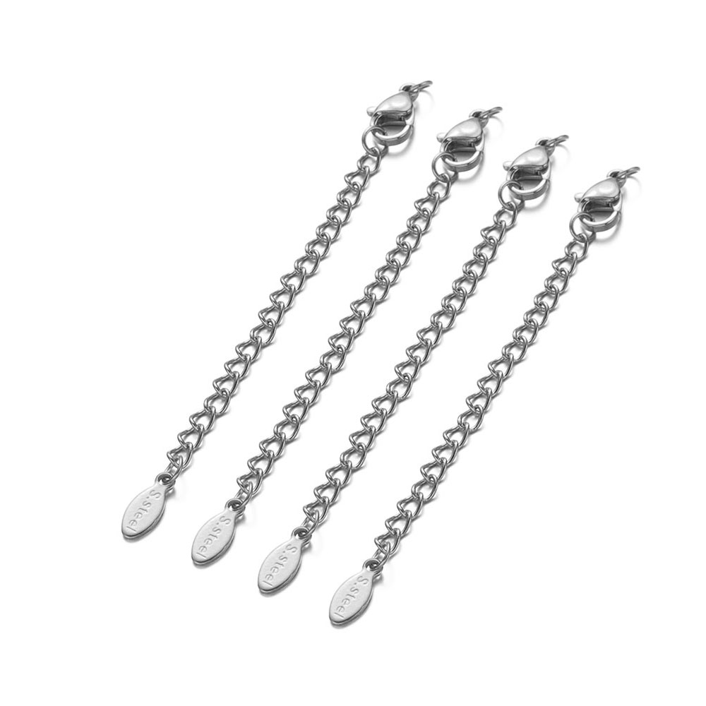 10 pçs correntes de extensão de aço inoxidável com fechos lagosta conector link colar cauda fazendo diy pulseira acessórios suprimentos