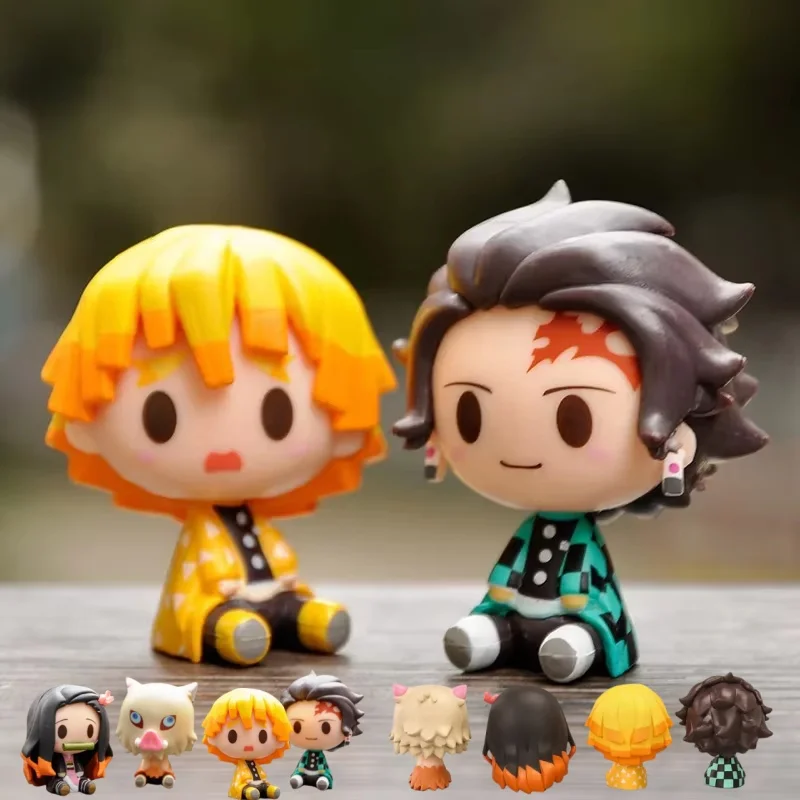 Figura de ação Demon Slayer Kimetsu No Yaiba Kamado Tanjirou Nezuko Agatsuma Zenitsu Figura de ação Anime Modelo Estátua Brinquedos Presentes