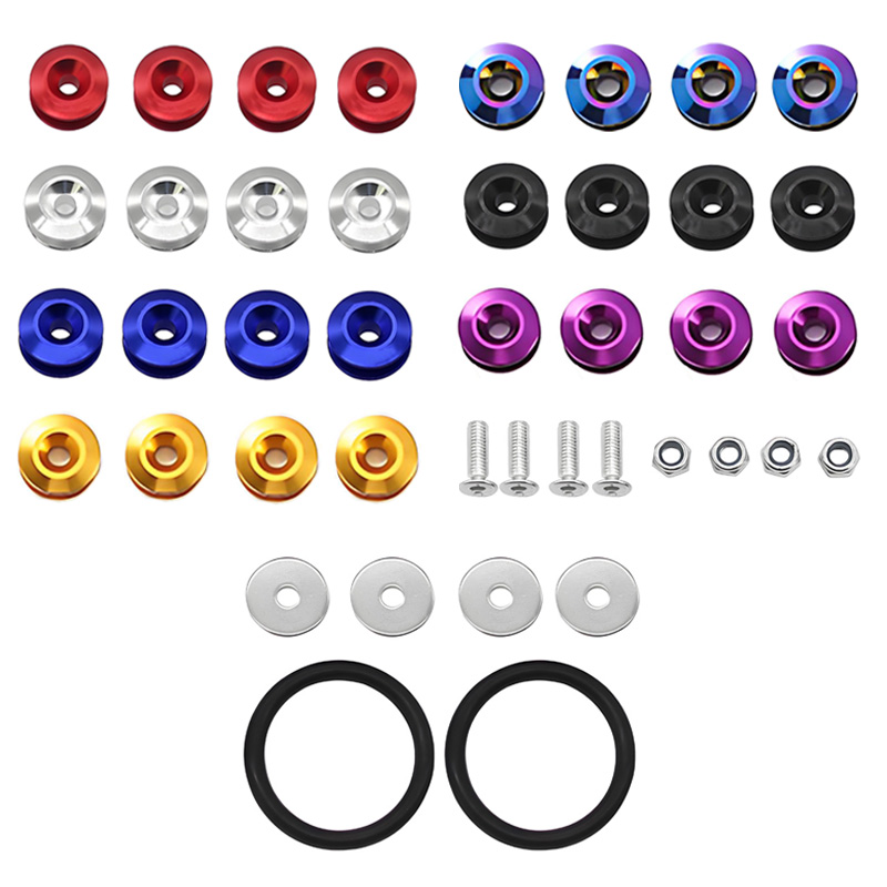 Kit de fixação de liberação rápida universal para porta-malas dianteiro e traseiro, várias cores, com abas de liberação e anel de vedação para corrida à deriva