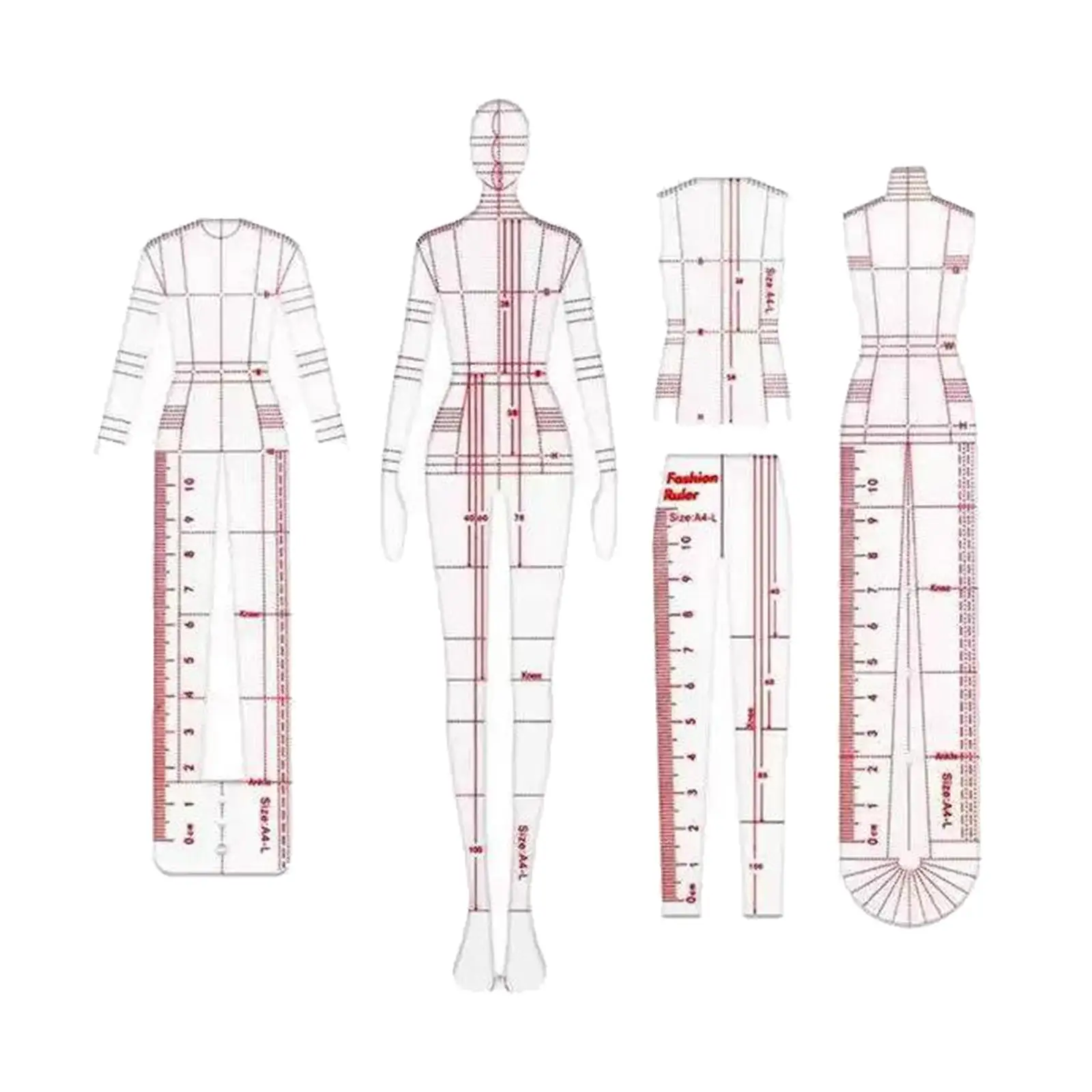 4 Stück Mess lineal Illustration Kleidung Design Lineal Mode Zeichnung Lineal für Kleidung Schneiderei Zeichnung neuen Designer