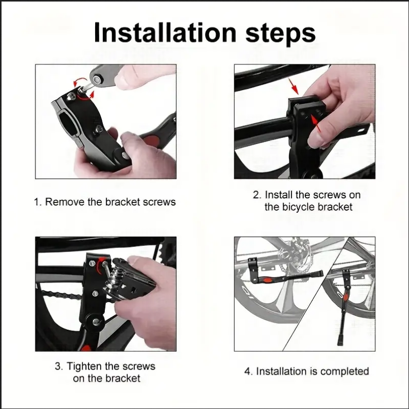 Alumínio Alloy Bicycle Kickstand, suporte traseiro, comprimento ajustável, MTB 26 ", suporte lateral