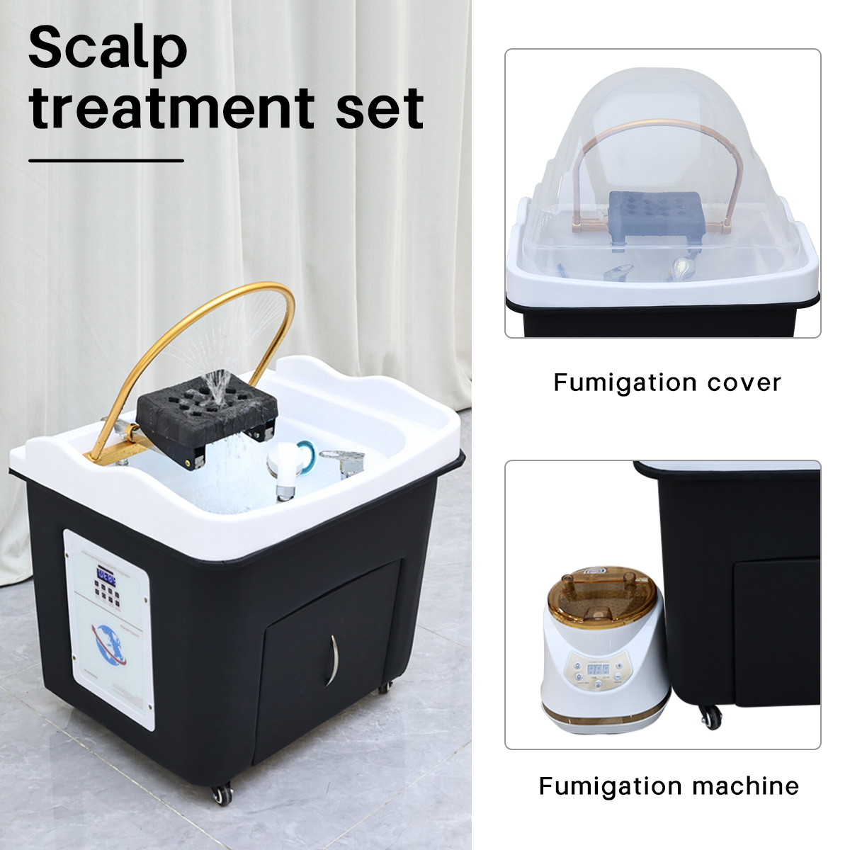 Movable head treatment basin water circulation beauty hair spa salon shampoo sink for barbershop