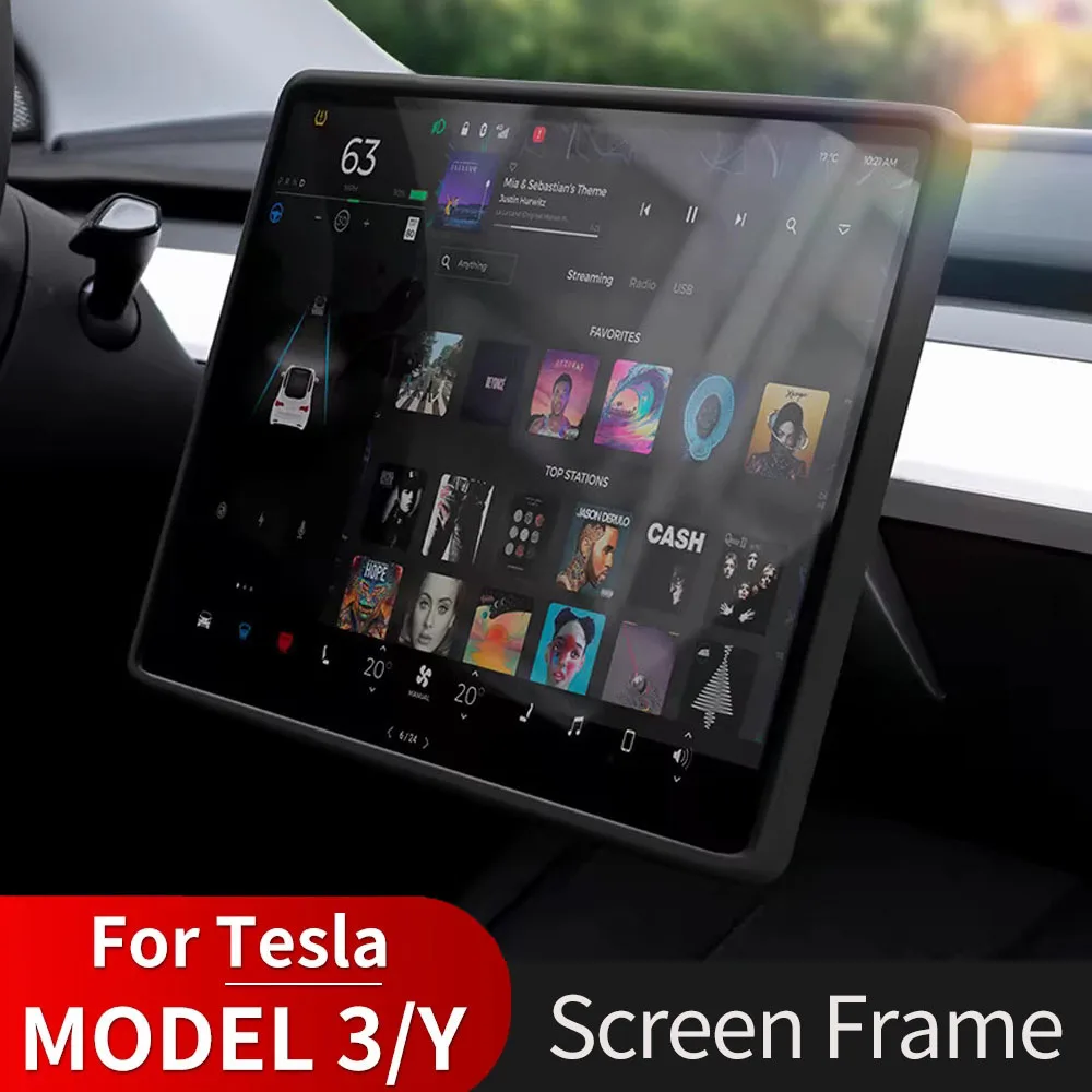 Protetor de borda de tela para tesla modelo 3 y highland display quadro capa protetora console central decoração acessórios interiores