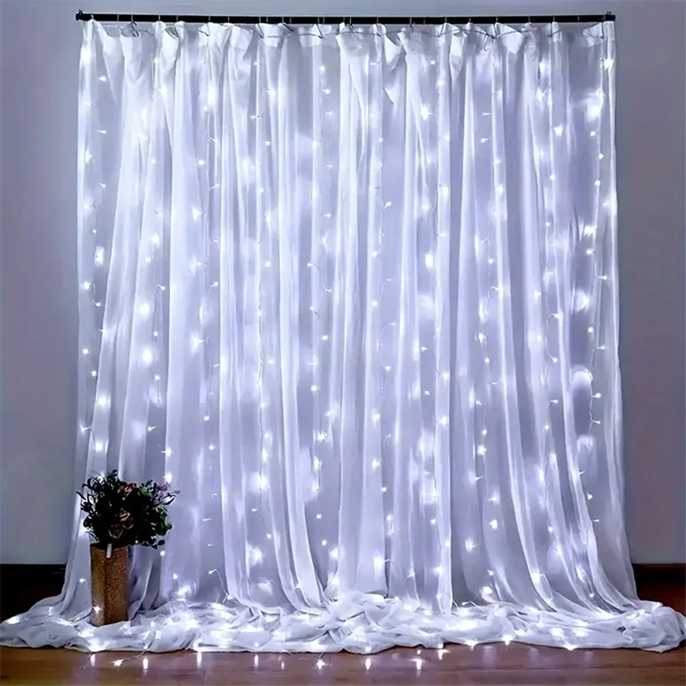 6m/3m LED Fairy String Curtain Lights New Year Lamp Christmas Lights 8 Mode Remote USB Festoon Christmas Decor For Home Holiday