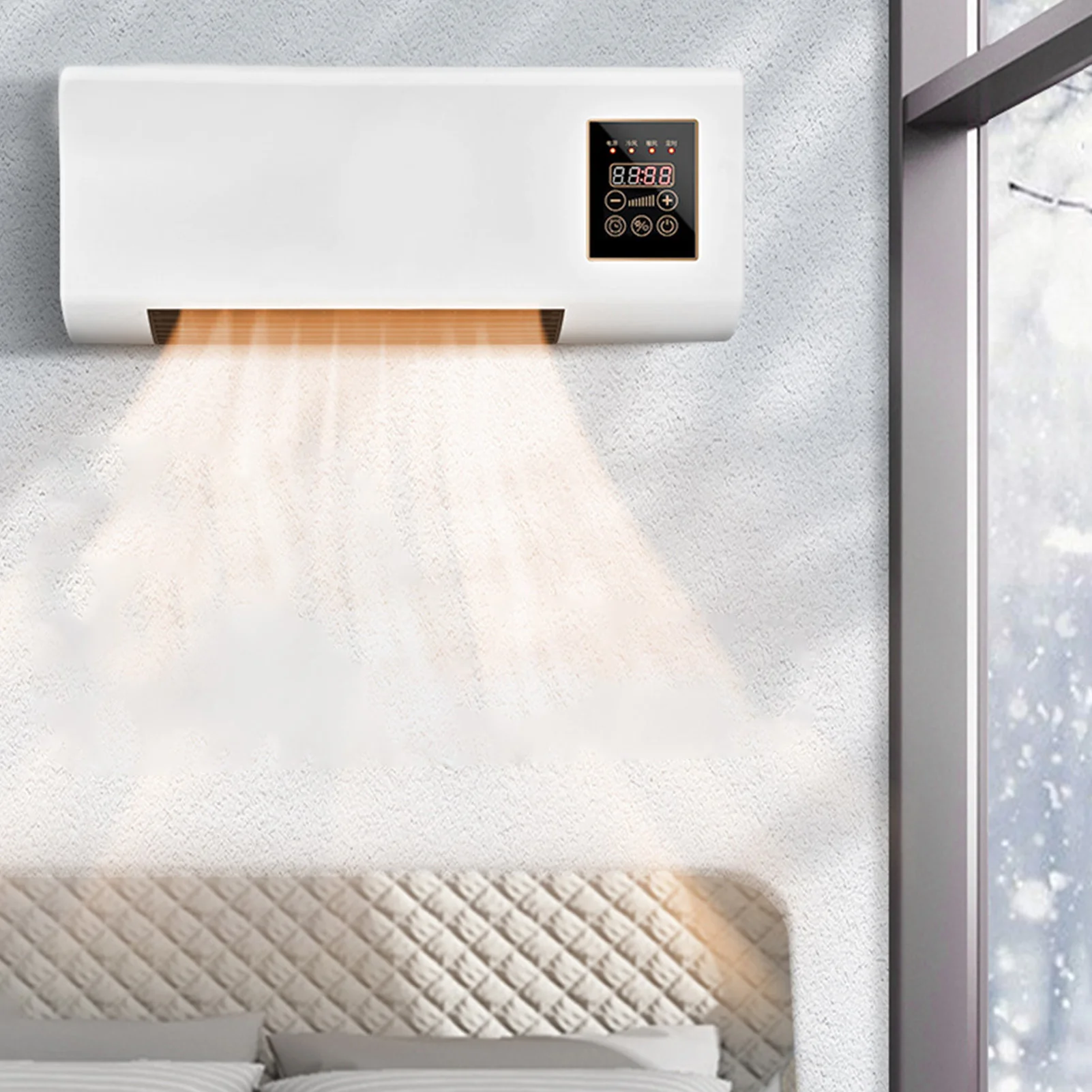 Mini ar condicionado de parede com aquecimento de temperatura constante ABS e PP resfriamento e aquecimento rápido para sala de estar