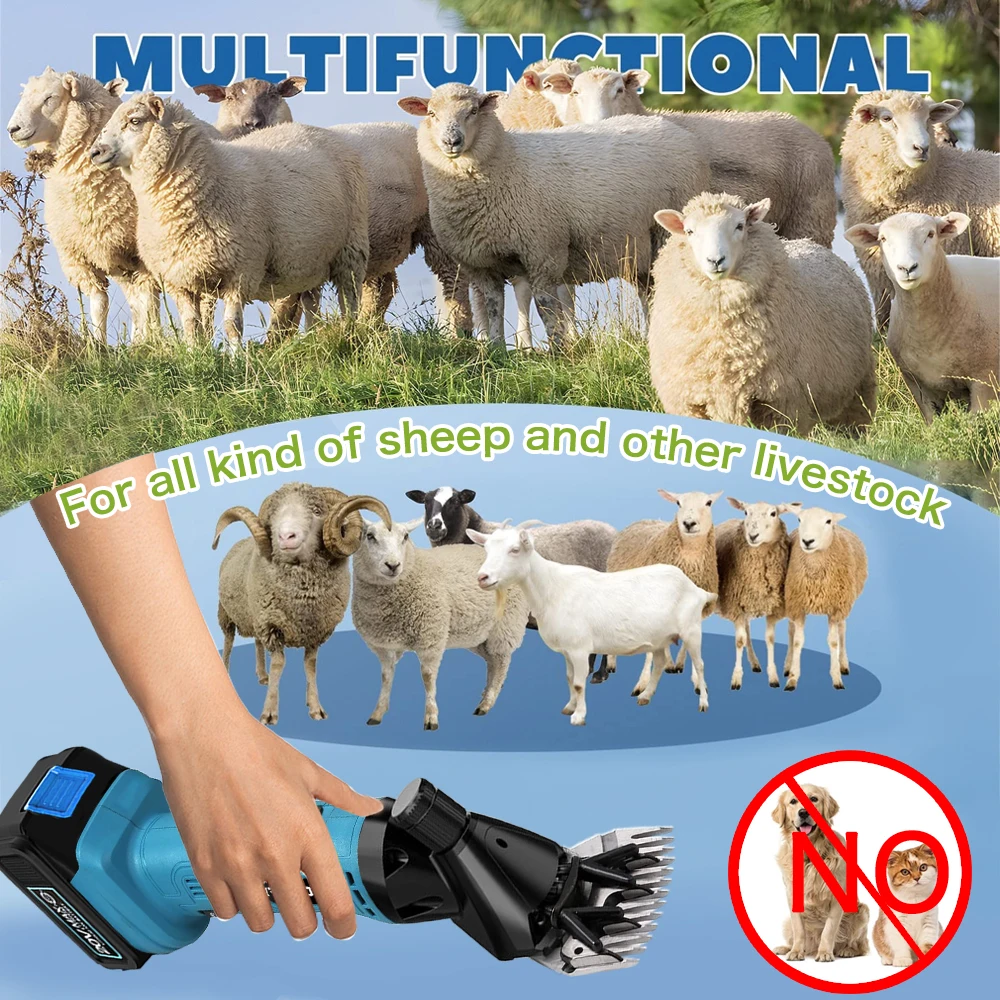ONEKFYFD Sheep Shears Electric 6 Speed 13 Teeth Shaving Fur Wool in Sheep Goat Cattle with Plastic Box for Makita 18V Battery