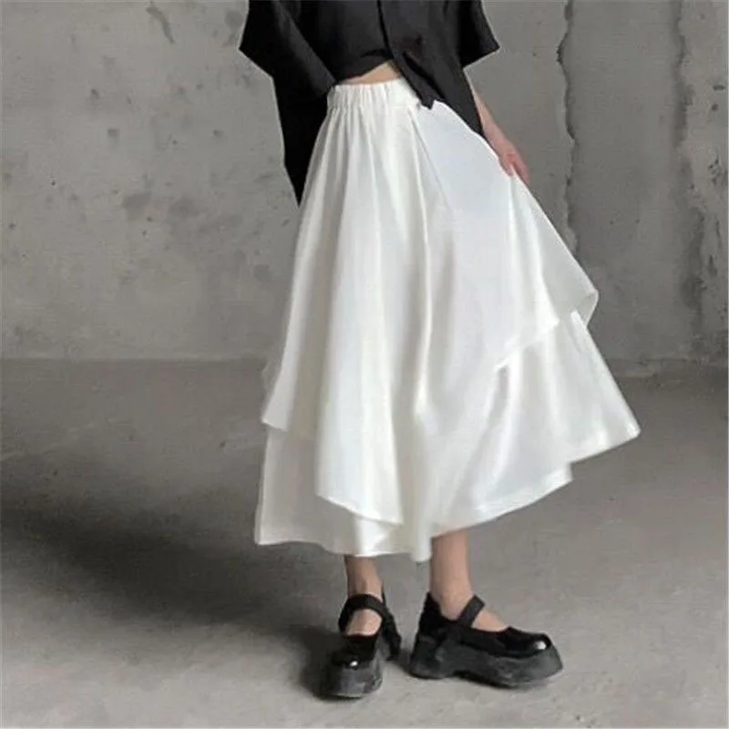 Faldas de mujer, faldas góticas irregulares, pantalones de mujer de cintura alta, faldas largas blancas y negras, faldas plisadas para mujer, Culottes, ropa para mujer