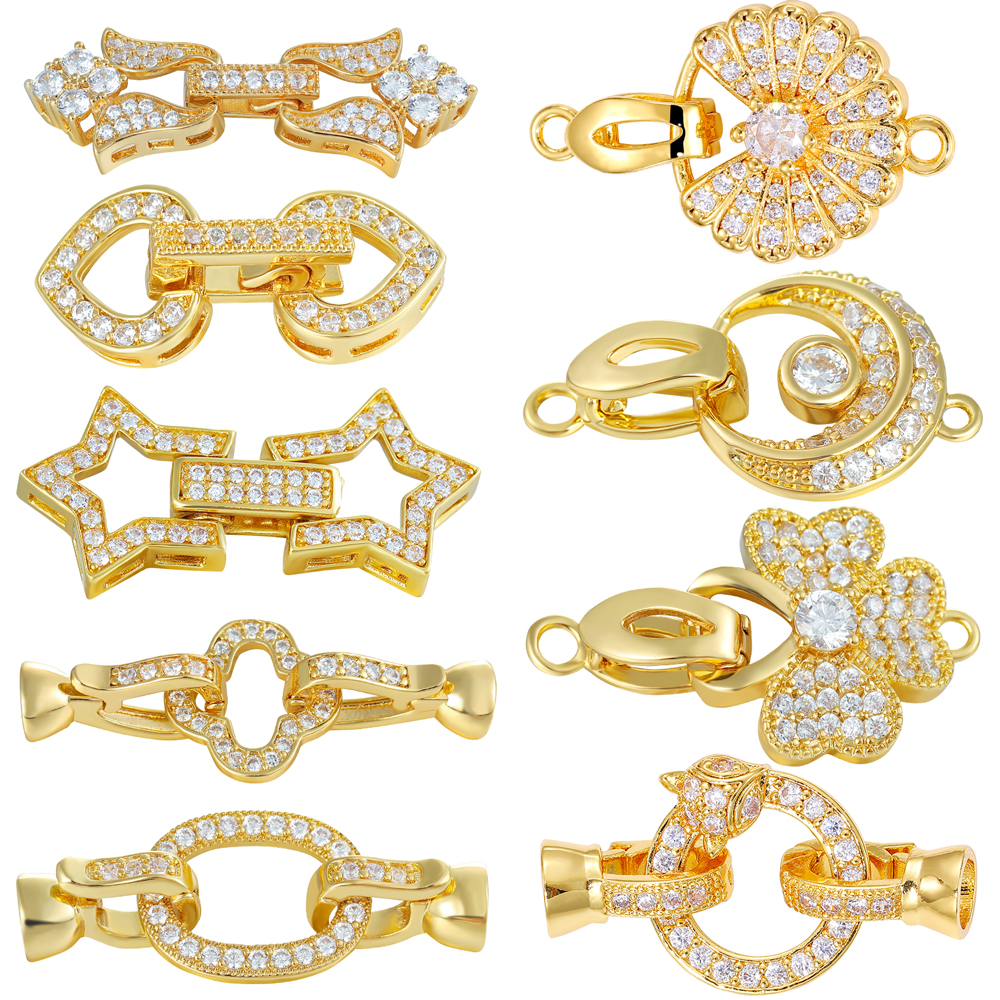 Juya Handmade 18K Gold Plated ตกแต่ง Connector Fastener ล็อค Clasps อุปกรณ์เสริมสําหรับ DIY เย็บปักถักร้อยประดับด้วยลูกปัดเครื่องประดับทํา