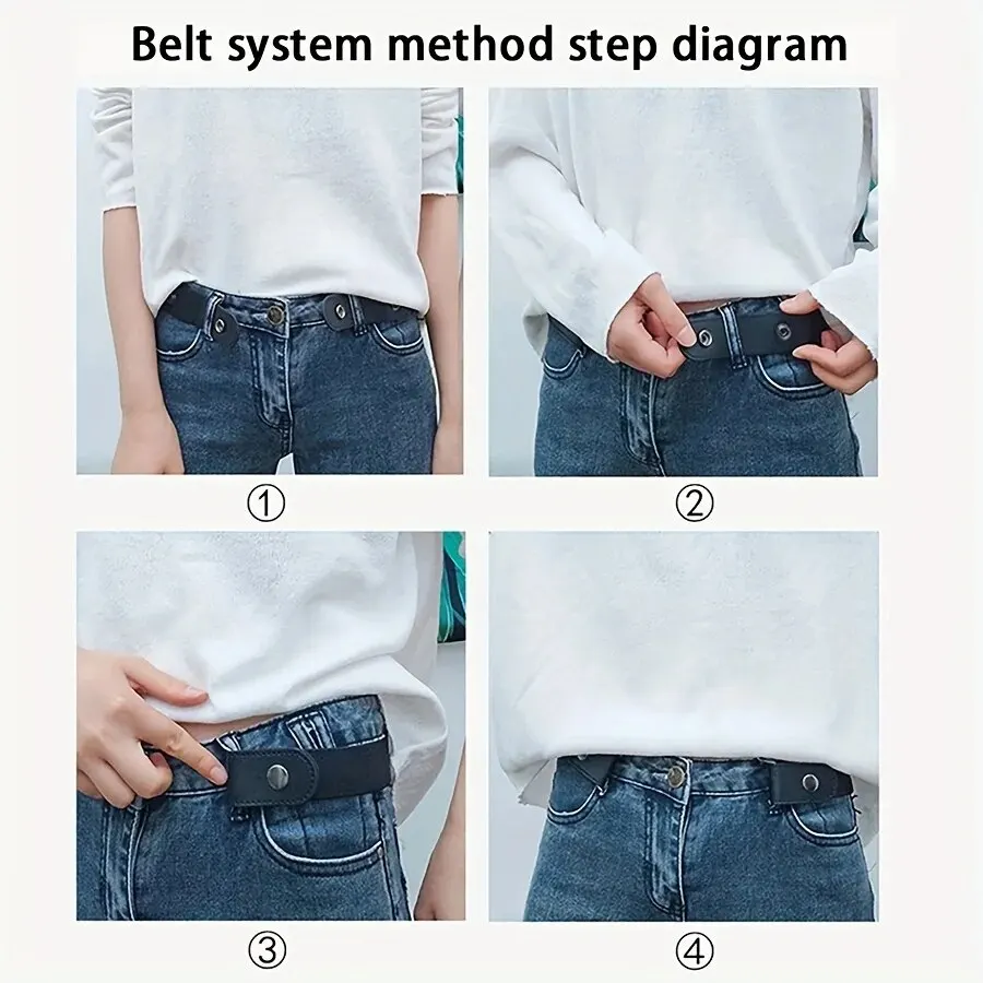 Faixa de cintura elástica ajustável, cinto invisível sem fivela para mulheres, homens, calças jeans, vestido, sem fivela, fácil de usar