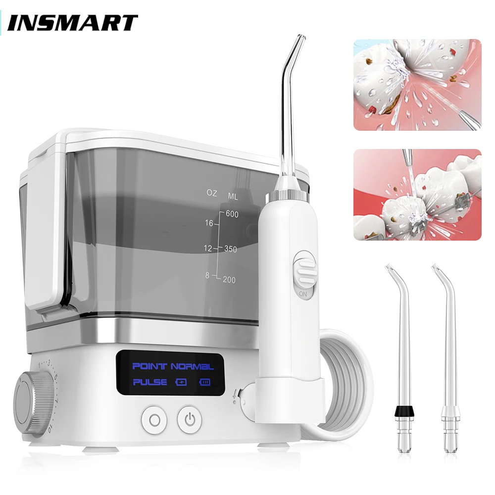 INSMART 600ML Elektrische Munddusche Dental Wasser Flosser für den Hausgebrauch Tragbare Tabletop Zahnseide Zähne für den Heimgebrauch