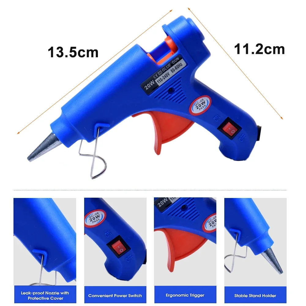 ミニ電気ホットメルトグルーガン,のり,のり,工業用修理ツール,温度,DIY, 7mm, 20w,新品